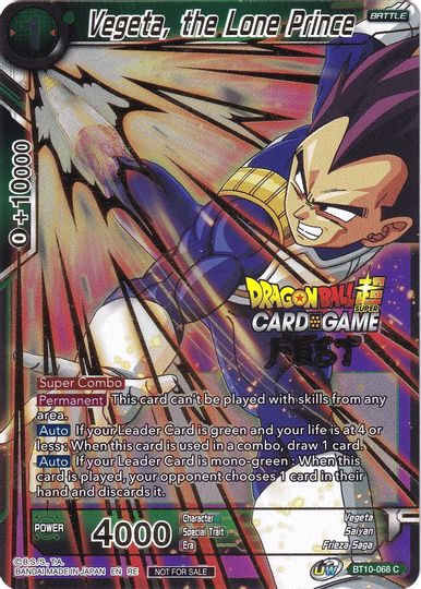 Vegeta, the Lone Prince (Card Game Fest 2022) (BT10-068) [Tournament Promotion Cards] Online now