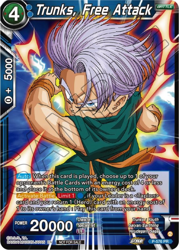 Trunks, Free Attack (Zenkai Series Tournament Pack Vol.7) (P-576) [Tournament Promotion Cards] For Sale