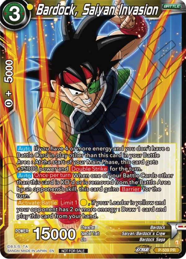 Bardock, Saiyan Invasion (Zenkai Series Tournament Pack Vol.4) (P-509) [Tournament Promotion Cards] For Sale