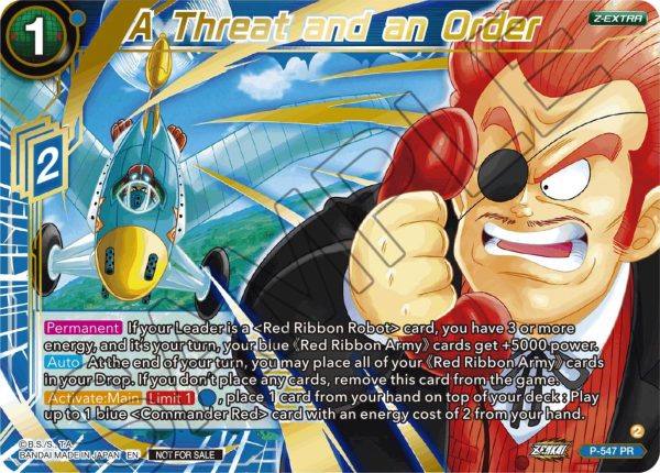 A Threat and an Order (Championship Z Extra Card Pack 2023) (Gold-Stamped) (P-547) [Tournament Promotion Cards] Fashion