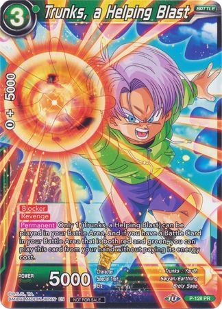 Trunks, a Helping Blast (Shop Tournament: Assault of Saiyans) (P-128) [Promotion Cards] Hot on Sale